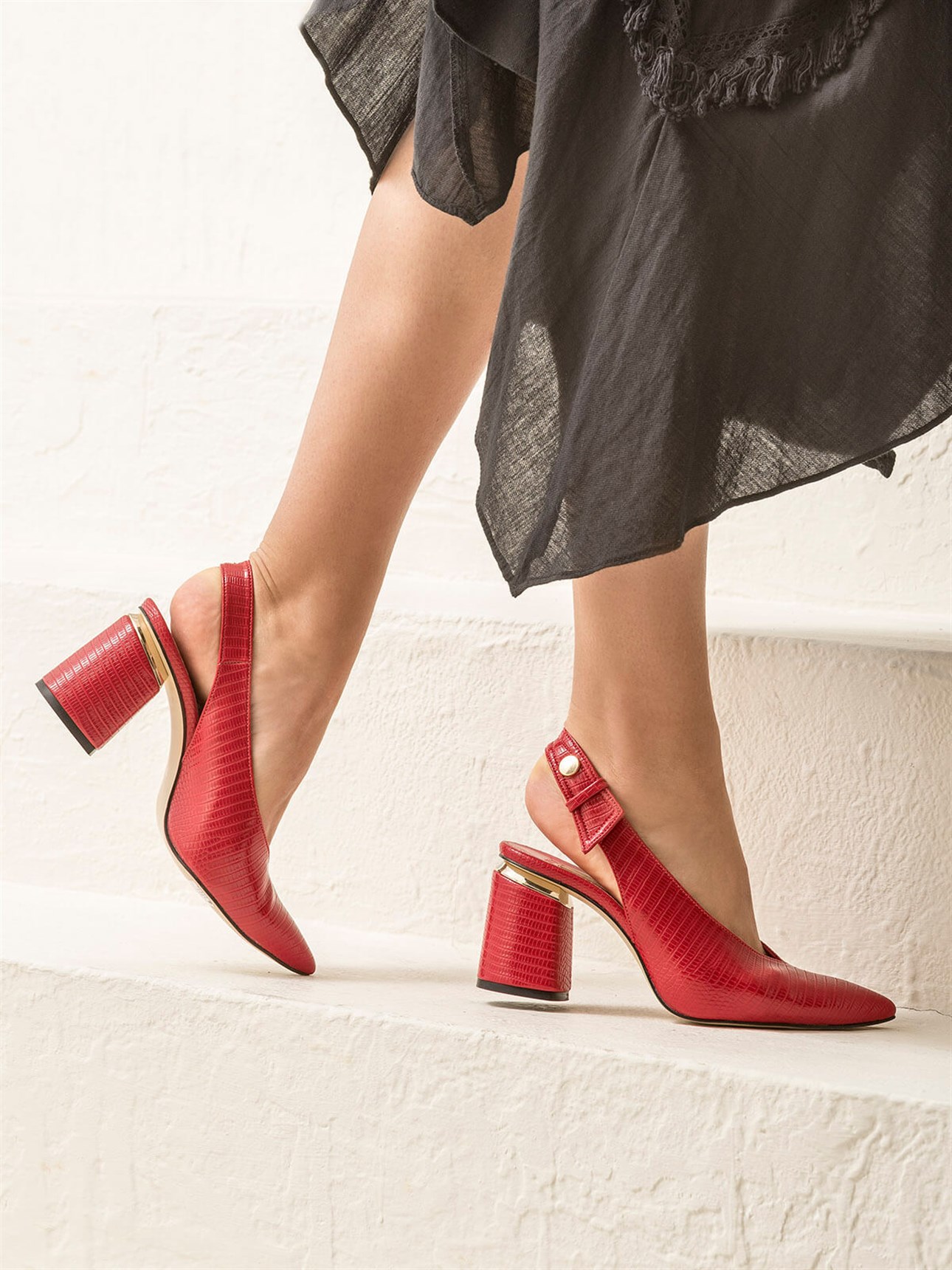şiir kule nehir  Kırmızı Kadın Kalın Topuk Ayakkabı Satın Al! LAILA-03 Fiyatı | Elle Shoes