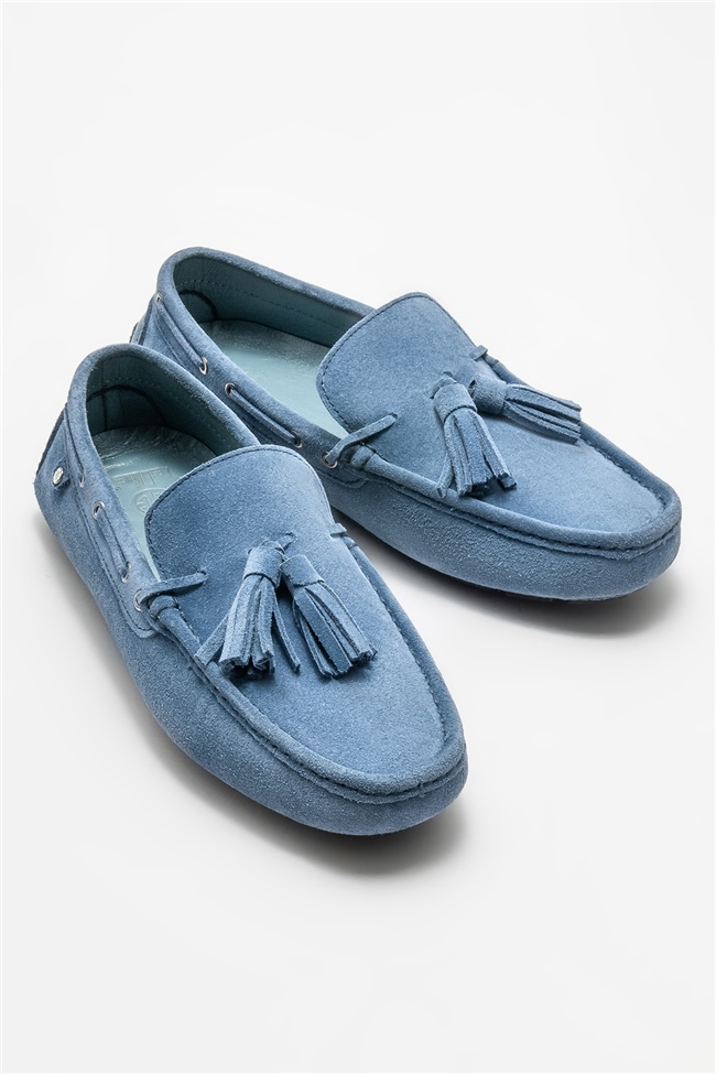 Mavi Deri Erkek Günlük Ayakkabı