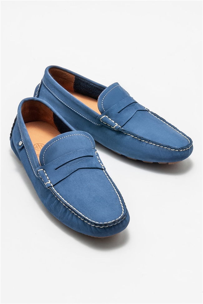 Mavi Deri Erkek Günlük Ayakkabı